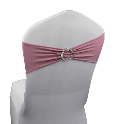 Dusty Rose Spandex Stuhlbänder Schärpen - 50 Stück Hochzeit Bankett Party Event Dekoration Stuhl Schleifen Krawatten (Dusty Rose, 50 Stück) Cover