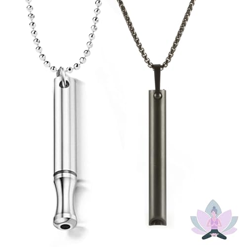 MHDUYEG Anapana Collier Respiratoire Sans Fumée Collier Hoki contre l'Anxiété 2pcs Collier Höki Contre l'Anxiété pour la Méditation, la Relaxation, le Ralentissement de la Respiration (Acier, Gris)