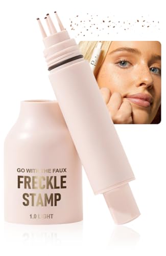 Caneta de maquilhagem com tecnologia de impressão, lápis natural de sardas para Halloween e cosméticos bronzeados | 24 horas de duração e impermeável para peles sensíveis | 1,0 brilhante