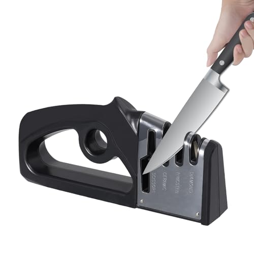 La mejor selección de Afiladores manuales para comprar hoy. 41 4 en 1 Afilador Rápido de Cuchillos de Cocina Tijeras Afiladoras Herramienta de Cocina Afilador Manual de Cuchillos de Cocina con Cuchillas de Cerámica/Diamante/Tungsteno (Negro)