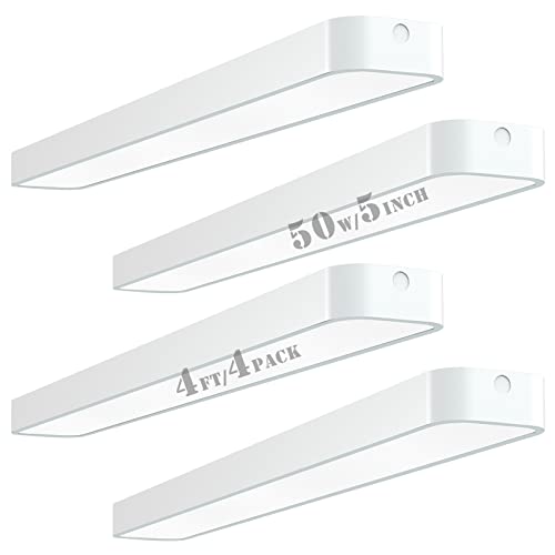 Lightdot 4ft LED Shop Light Fixture, 5" Wide Linear Kitchen Ceiling Lights, Flush/Suspended Mount, 50W 7000LM(200W Fluorescent Replacement) 5000K Led Wrap-Around Lights for Garage Office(4 Pack) Lightdot 4ft LED Shop Light Fixture, 5" Wide Linear Kitchen Ceiling Lights, Flush/Suspended Mount, 50W 7000LM(200W Fluorescent Replacement) 5000K Led Wrap-Around Lights for Garage Office(4 Pack)