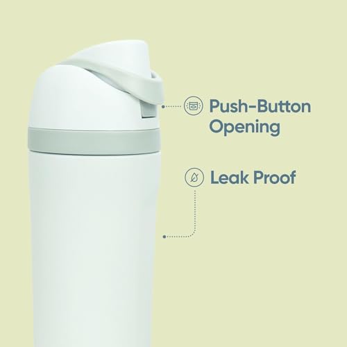 Image of FreeSip Gym Water Bottle with Straw & Chug Lid - Leak Proof Push Button Opening, BPA Free, Large Capacity Sports Bottle with Carry Handle (White, 960 ML)