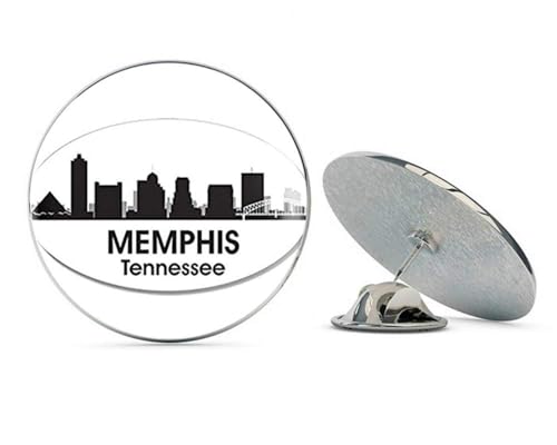 Oval B/W Skyline of Memphis (City tn Tenn) Metal 0.75" Lapel Hat Pin Tie Tack Pinback2