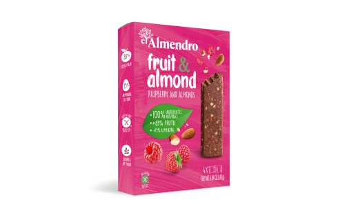El Almendro, Barrita Fruta Y Almendra Frambuesa, Barritas de Frutas, Ideales como Snack, 4 Porciones de 35 Gramos, 140 Gramos Cover