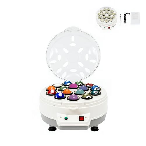 SHZULUSE Automatic Pool Ball Cleaner Machine 110V 180W Electric Polisher Washer with Timer Quiet Billiard Ball Cleaning System for Home Game Rooms & Billiard Clubs (16-Ball)