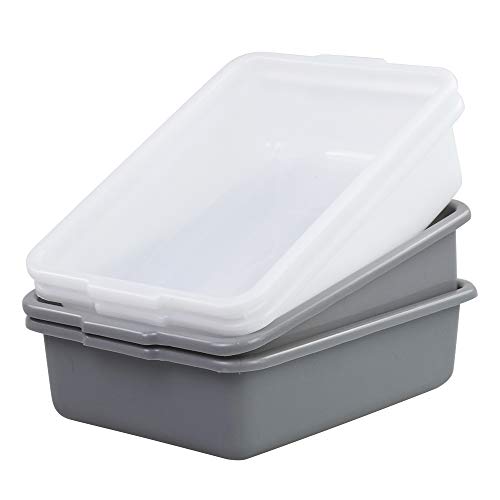 Nesmilers 4 Packs 8 Liter Plastic Commercial Bus Tub Wash Basin, Gray White