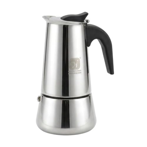 Happy Friends Cafetera Italiana Acero Inoxidable Inducción 4 Tazas | 200 ml Happy Friends Cafetera Italiana Acero Inoxidable Inducción 4 Tazas | 200 ml