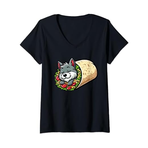 Womens Irish Wolfhound Burrito Dog Funny Food V-Neck T-Shirt