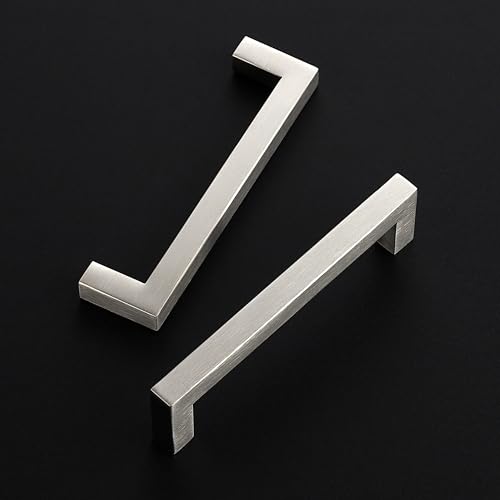 Image of Ravinte 14 Pack 5 Inch Kitchen Square Cabinet Handles Satin Nickel Pulls Brushed Nickel Kitchen Cabinet Hardware Handles for Cupboard Drawer Pulls