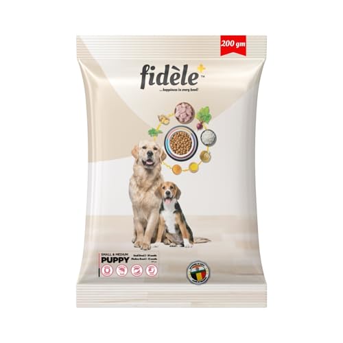 Image of Fidele+ Small & Medium Puppy Food | 200g | Nutrient Rich Growth | Immunity & Digestion Support | Real Chicken | Natural Herb Mix