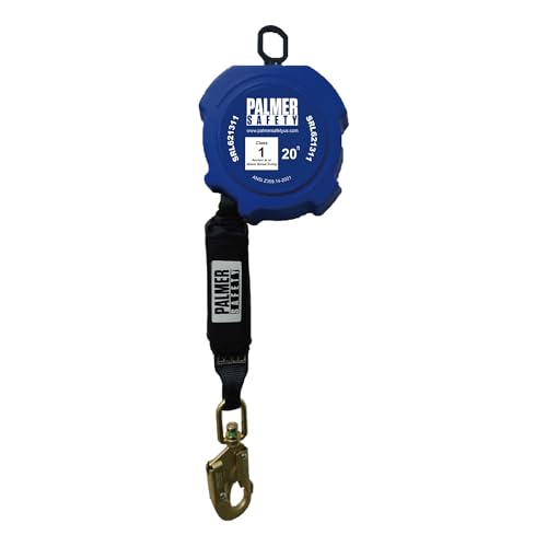 Image of Palmer Safety SRD 20 FT. Self Retracting Lifeline I Lightweight SRL with Web Small Steel Snap Hook I OSHA ANSI Industrial Roofing Tool Personal Fall Arrest Protection Safety Yoyo