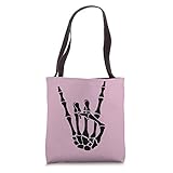 Skeleton Hand Horns Rock n Roll Music Lover Tote Bag