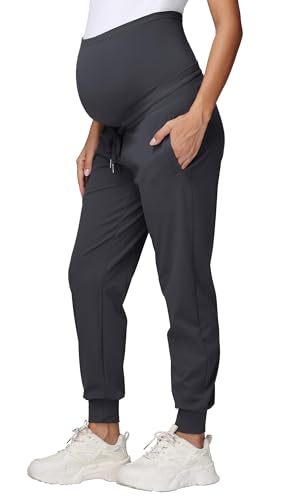 Gowjog Damen Umstandshose Jogginghose Sweatpants Kordelzug Taschen Schwangerschaft Hosen Laufen Lounge Workout Hose (Dunkelgrau,M) Gowjog Damen Umstandshose Jogginghose Sweatpants Kordelzug Taschen Schwangerschaft Hosen Laufen Lounge Workout Hose (Dunkelgrau,M)
