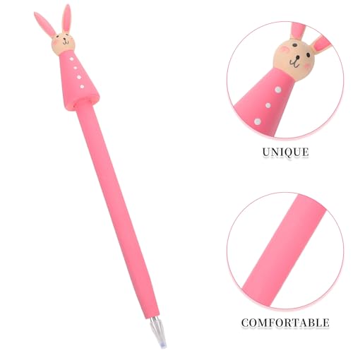 Set de 3 bolígrafos de gel con diseño de conejo de madera miniatura 3