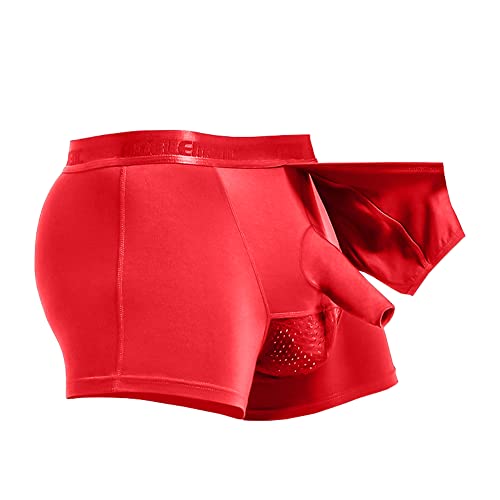Men's Boxers Briefs Redundant Prepuce Front Open Breathable Bulge Boxer Briefs Separated Pouch Trunks
