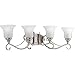Progress Lighting P2786-09 Transitional Four Light Bath from Kensington Collection in Pwt, Nckl, B/S, Slvr. Finish, Brushed Nickel