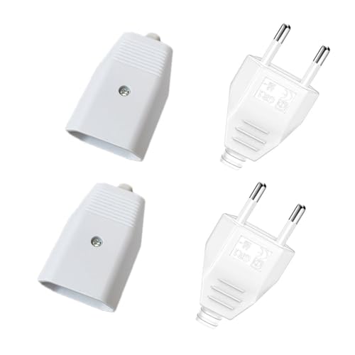 SIGANDG Prise Electrique Male Femelle,Prise Electrique 250V 2.5A,Accouplement Plat Euro 250V Prise Euro Plate Fiche Electrique Femelle 4Pièces