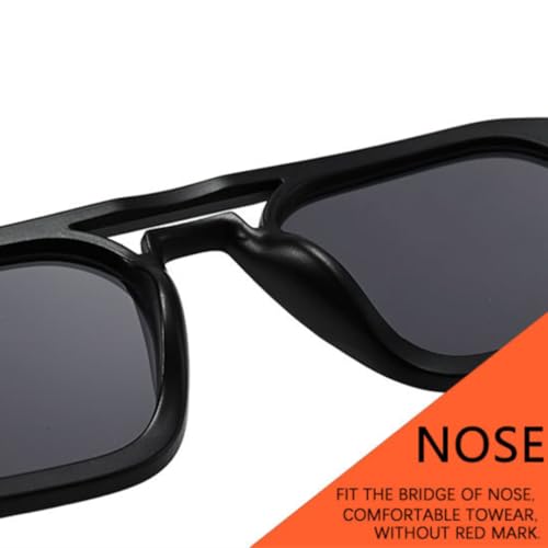 Lunettes de soleil rétro UV400 à double pont avec verres dégradés géométriques - 6
