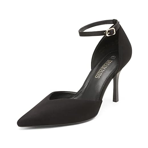DREAM PAIRS Women’s Black High Stiletto Heels Strappy Closed Toe Ankle Strap Pointed Toe D’Orsay Heel Dress Wedding Party Pumps Shoes SDPU2215W Size 9 M US