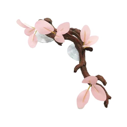 Branche d'arbre grimpante à feuilles roses pour décor de terrarium - 7