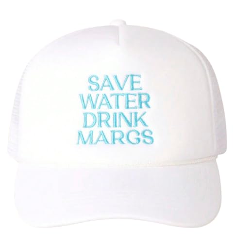 Save Water Drink Margs Trucker Hat | Margarita Tequila Drinking Hat | Foam Snapback Hat for Men & Women (US, Alpha, One Size, White)
