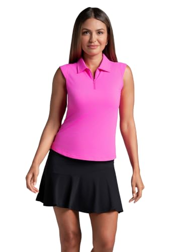Image of IBKUL Athleisure Wear Sun Protective UPF 50+ Icefil Cooling Tech Solid Sleeveless Polo - 84000