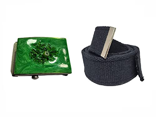 Ceinture ruban coton 4cm avec boucle militaire réglable et porte-clés ART F3