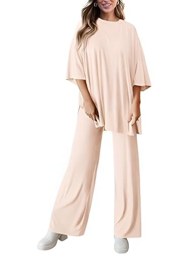 Image of TYSORT Women Casual Summer co ords Set Track Suit Oversized Top Baggy Pant,Top and Pajama Set