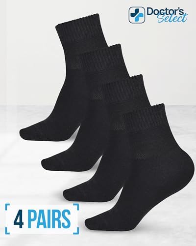 Doctor's Select Bamboo Viscose Diabetic Socks Women & Men - 4 Pairs Ankle Length Womens Diabetic Socks | Non Binding Socks
