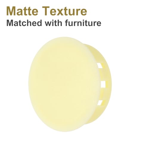 Image of MECCANIXITY 64PCS 32mm(1 1 /4 inch) Beige Plastic Hole Plugs, Flush Type Panel Hole Plugs Insert End Caps for Locking Hole Tubes Furniture Cabinet