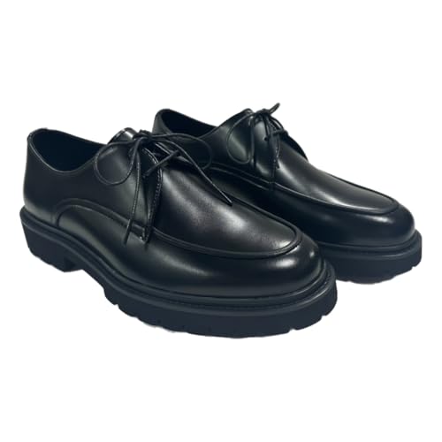 Men's Classic Leather Oxford Dress Shoes, Chunky Platform Sole, Black3