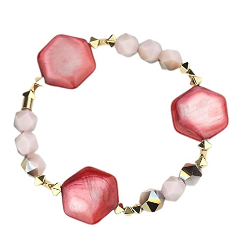 Bracelet perles cristal coquille hexagonale pour look plage