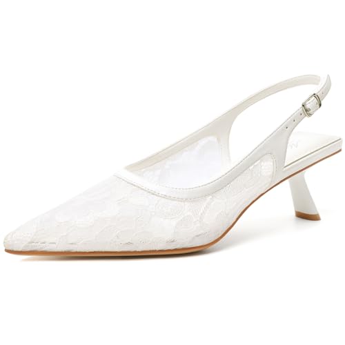 Image of Mostrin Kitten Heels for Women Pointed Toe Pumps Patent Leather Low Heel Slingback Heels with Buckle Dress Shoes for Dating Party Working