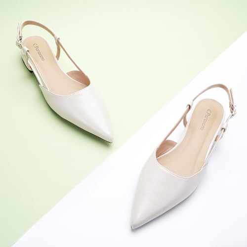 Image of C.Paravano Slingback Flats | Pointed Toe Flats | Slingback Sandals | Women's Slingback Dress Shoes | Adjustable Buckle Sandals
