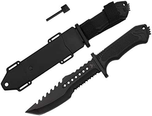 Hastaa Nóż Myśliwski z Krzesiwem i Gwizdkiem - Nóż Survivalowy - Nóż Turystyczny 30 cm - Nóż Bushcraft z Pochwą