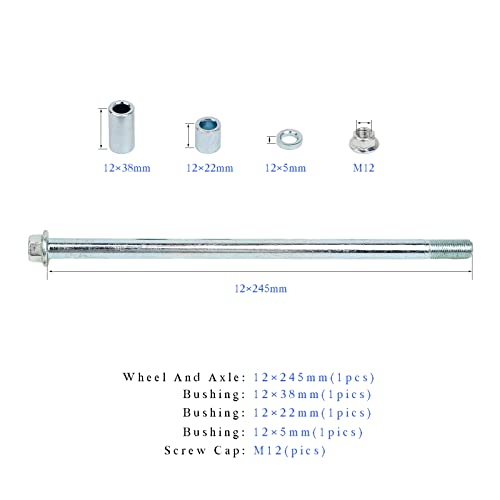 Mokuo 12mm 245mm Front Rear Axle with Bushing 5mm 20mm 30mm Fit for Pit Dirt Bike Moped Scooter QUAD ATV Mini Bike Parts - Thumbnail 4