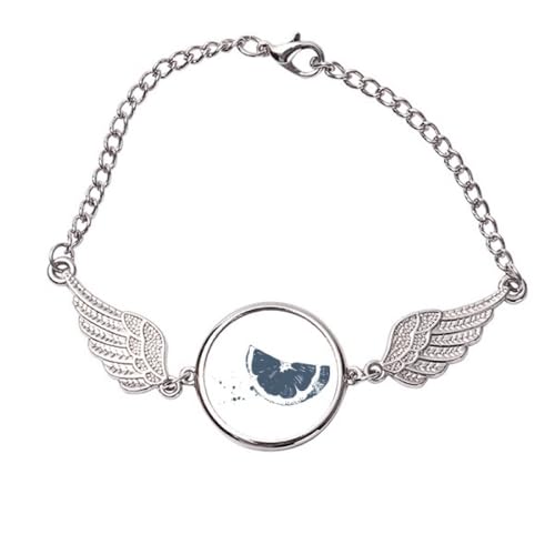 Bracelet en métal ailes d'ange et citron rigide anti-déformation taille M confortable