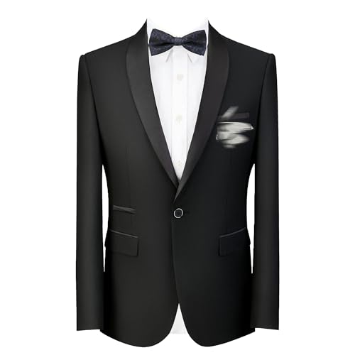 Men's Slim Fit Tuxedo Jacket Shawl Lapel Dress Suit One Button Solid Blazer Jacket Tops for Dinner,Prom,Party
