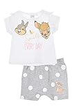 Diseño Bambi Disney Bambi Conjunto Bebé Niña, Conjunto Dos Piezas con Cierres A Presión, Pijama Bebés, Conjunto Verano Bebé, Diseño Bambi, Talla 24 Meses - Blanco