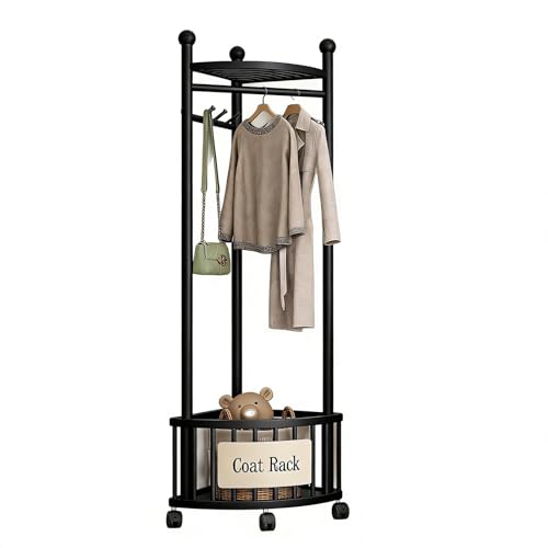 GdloWOoc Perchero De Pie, Perchero Recibidor Zon Estanterias Almacenaje, Garment Racks Zon Estante Superior para Entrada Pasillo Recibidores De Entrada(Black)