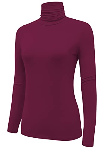 Image of AUHEGN Women's Long Sleeve Lightweight Turtleneck Top Slim Fit Pullover T-Shirt (S-XXL)
