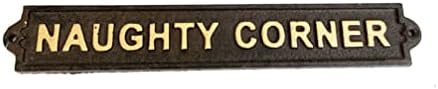 SUREG Funny Cast Iron Wall Plaque Home Office Mancave Decoration Various Designs (Naughty Corner)