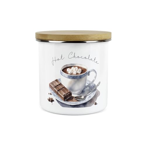 Purely Home Aufbewahrungsdose für heiße Schokolade, für heiße Getränke, Lebensmittel, Metall, Emaille, großer Vorratsbehälter