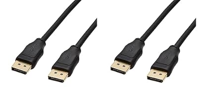 Amazon Basics DisplayPort to DisplayPort 1.2 Cable, 4K@60Hz, 2K@165Hz, 2K@144Hz Video Resolution, Gold-Plated Connectors, 3 Feet, Black (Pack of 2)