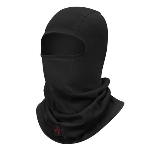 LANLFY FR Face Mask for Men HRC2 Fire Resistant Balaclava 100% Cotton Welding Hood Gear Neck Protector Head Full Cover Black