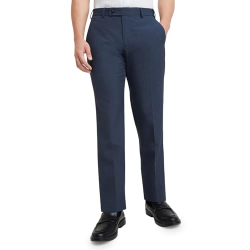 Image of Park Avenue Men's Regular Fit Mid Rise Solid Pattern Poly Viscose Blend Flat Front Formal Trouser