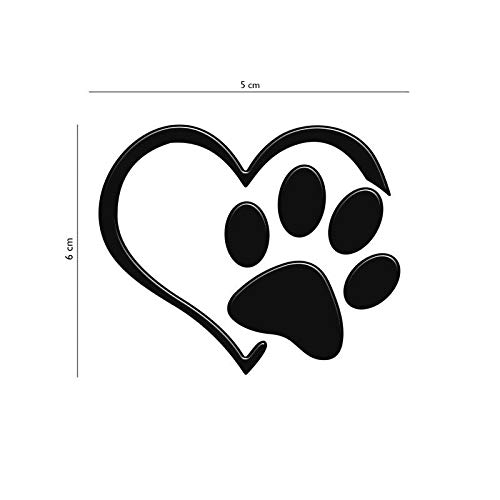 Adesivo Alto Relevo Patinha Coração Pet Preto 12 Unidades