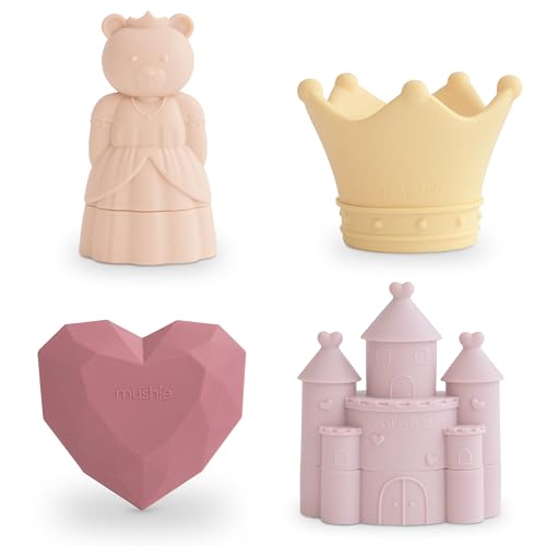 Image of mushie Princess Bath Toys Play Set for Toddlers | 100% Food Grade Silicone | Mold Free, Pack of 4