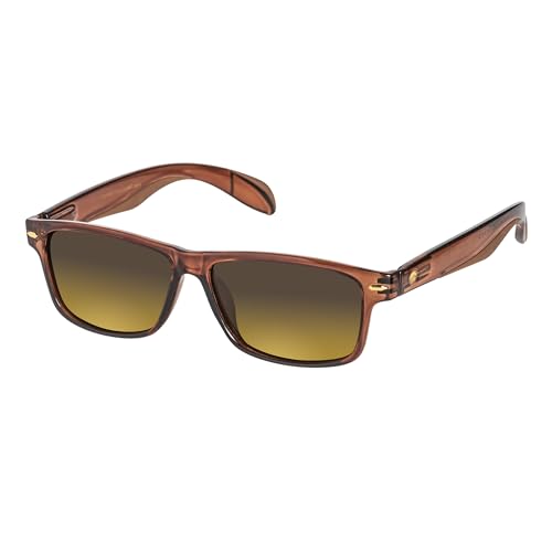 Eagle Eyes Casey Polarized Sunglasses - Rectangle Frame with Gradient Lens - Clear Brown