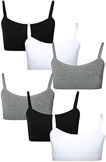 Only Girls Nylon/Spandex Seamless Training Bra (6 Pack), Black/White/Grey, X-Large - 14